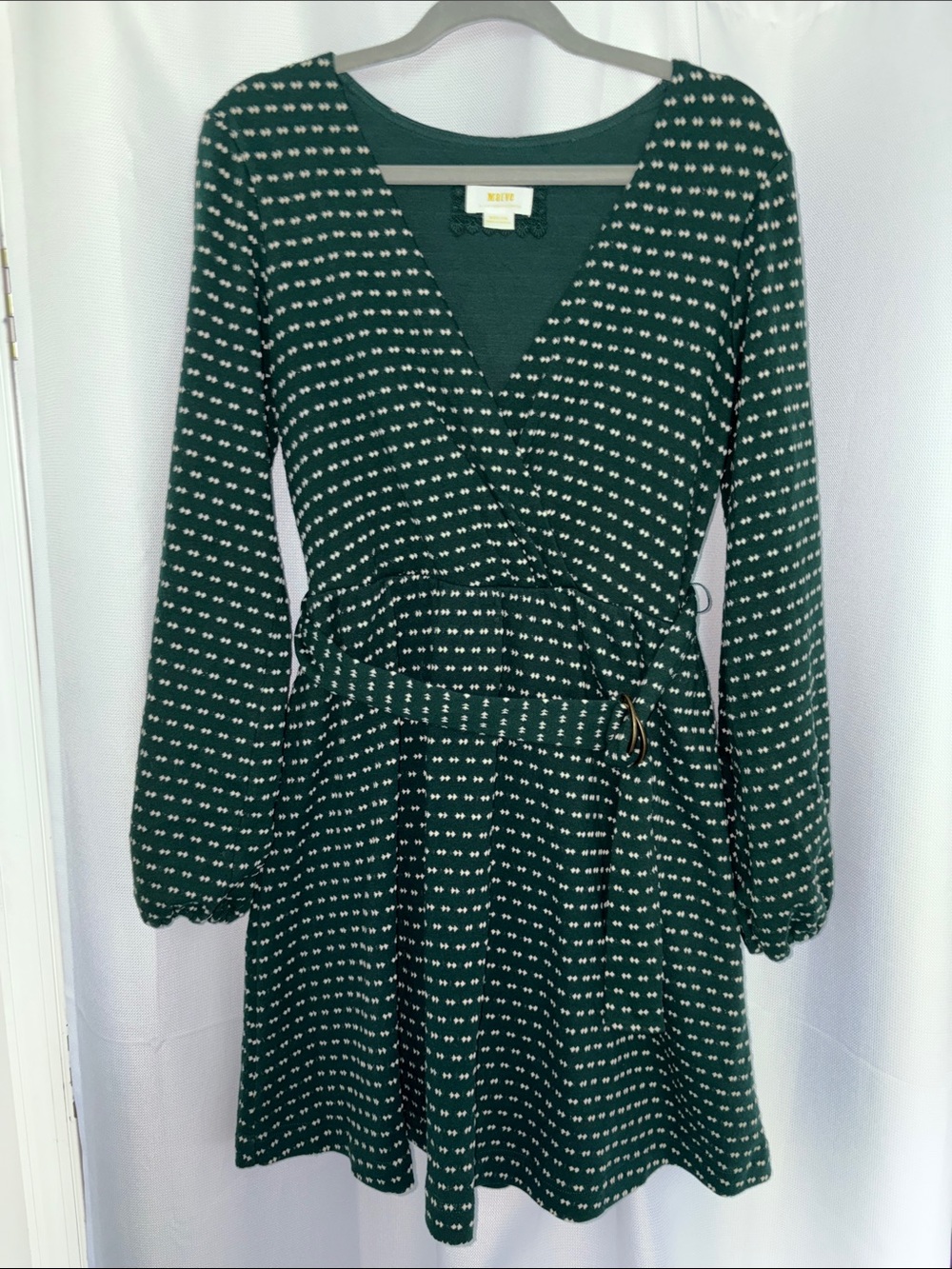 Maeve Dark Green faux Wrap Mini Dress